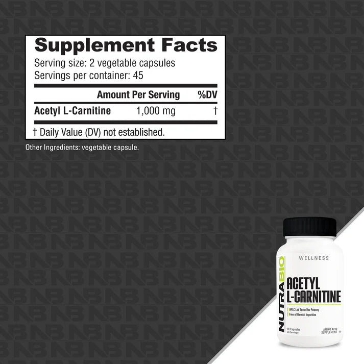 nutra l carnitine Nui Nutra Acetyl L-Carnitine Supplement | 500mg | 150 Capsules main image 1