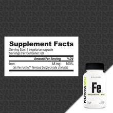 Load image into Gallery viewer, NutraBio Iron Chelate (18 mg)