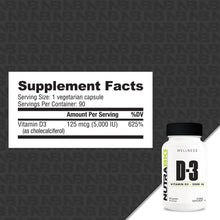 Load image into Gallery viewer, NutraBio Vitamin D-3 (5000 IU)